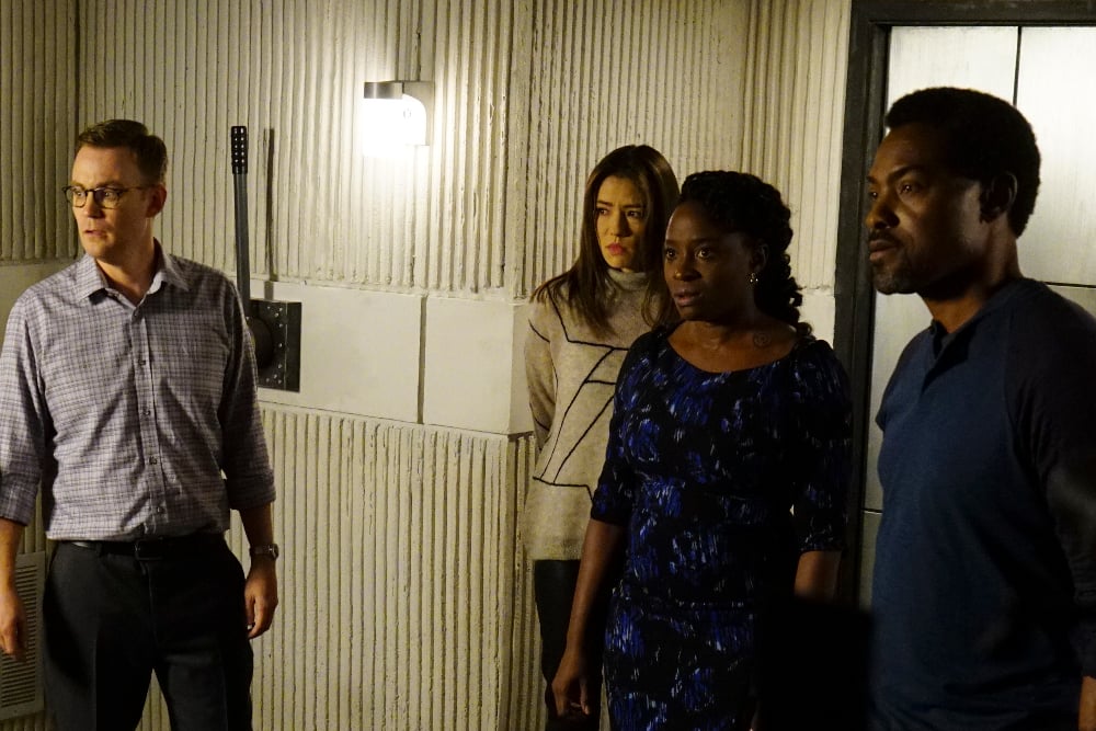CASTLE - "The Blame Game" - Castle is captured and forced to work with strangers to solve deranged puzzles and mind games, while Beckett and the 12th Precinct must race against time to rescue Castle and catch a killer, on "Castle," MONDAY, FEBRUARY 22 (10:01-11:00 p.m. EST) on the ABC Television Network. Amy Robach ("GMA") guest stars as Lila Campo, a TV news producer. (ABC/Richard Cartwright) KEVIN CHRISTY, VEDETTE LIM, IDARA VICTOR, CYRUS FARMER Castle Photo Preview: Mind Games - Part 2