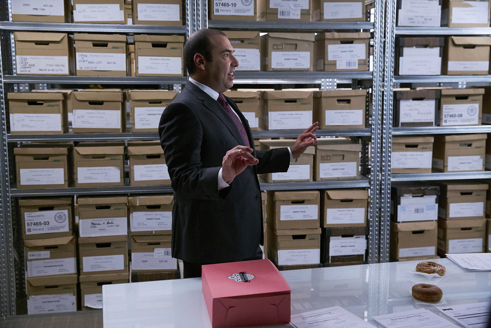 SUITS -- "Shake the Trees" Episode 607 -- Pictured: Rick Hoffman as Louis Litt -- (Photo by: Shane Mahood/USA Network) Suits Photo Preview: Bad News (Season 6 Episode 7) - Part 3