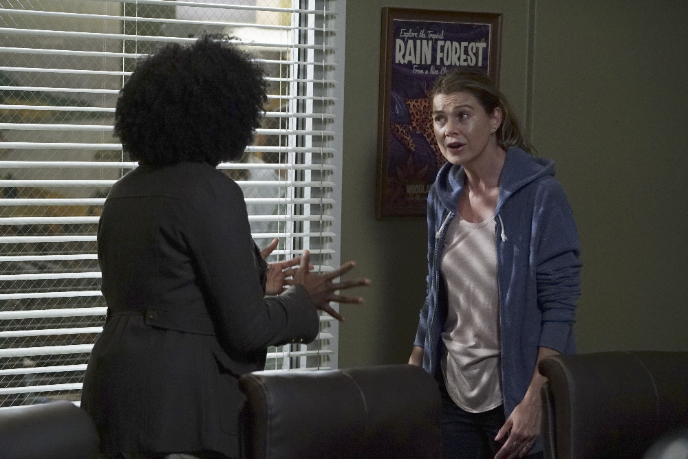 GREY Grey’s Anatomy Photo Preview: What’s Meredith Hiding? (Season 13 Episode 1) - Part 2'S ANATOMY - "Undo" - When one of Grey Sloan's own lands in the hospital, Bailey tries to figure out what happened while the rest of the doctors jump in to help. Meredith juggles huge secrets that affect her relationships with Alex and Maggie. While Richard helps Jo with a big decision, April and Catherine clash over the new baby, on the season thirteen premiere of "Grey's Anatomy," THURSDAY, SEPTEMBER 22 (8:00-9:00 p.m. EDT), on the ABC Television Network. (ABC/Eric McCandless) ELLEN POMPEO