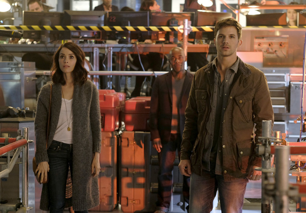 TIMELESS -- "Pilot" -- Pictured: (l-r) Abigail Spencer as Lucy Preston, Paterson Joseph as Connor Mason, Matt Lanter as Wyatt Logan -- (Photo by: Joe Lederer/NBC) Timeless Series Premiere Photo Preview | Tell-Tale TV