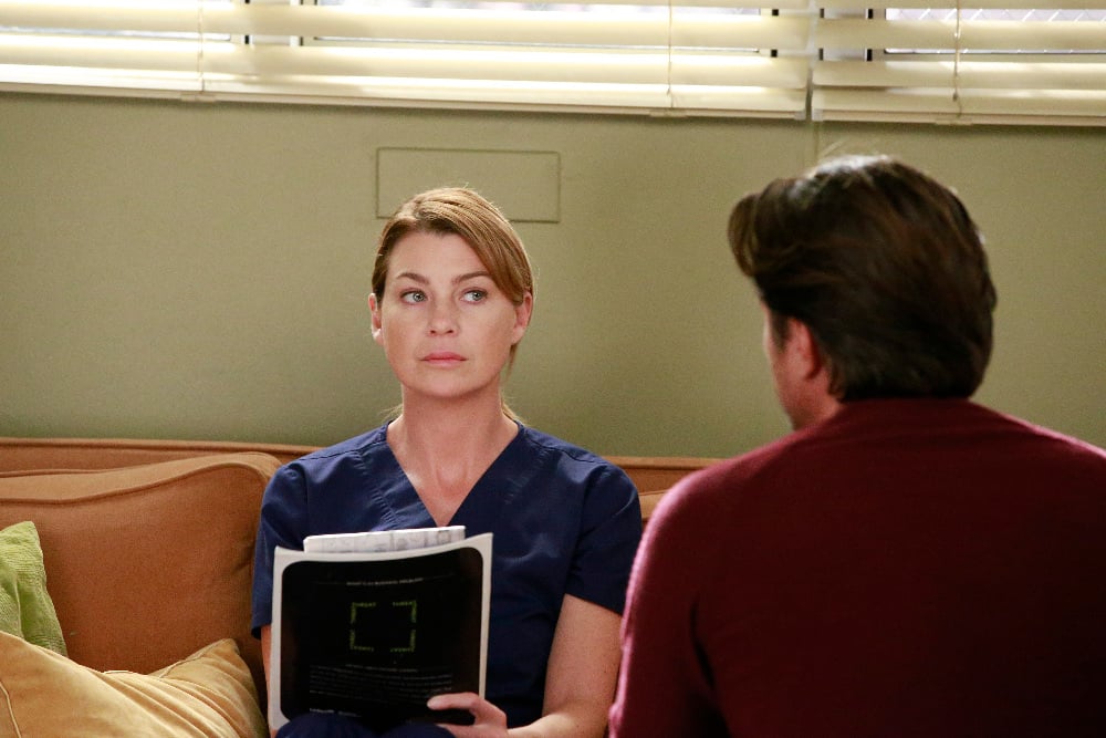 GREY Grey’s Anatomy Photo Preview: It’s Complicated (Season 13 Episode 4) - Part 2'S ANATOMY - "Falling Slowly" - Alex tries to do the right thing but still cant catch a break. Jackson and April adjust to their "new normal" with the baby. While Meredith and Nathan establish what's going on between them, Amelia questions the state of her relationship with Owen, on "Grey's Anatomy," THURSDAY, OCTOBER 13 (8:00-9:00 p.m. EDT), on the ABC Television Network. (ABC/Mitch Haaseth) ELLEN POMPEO