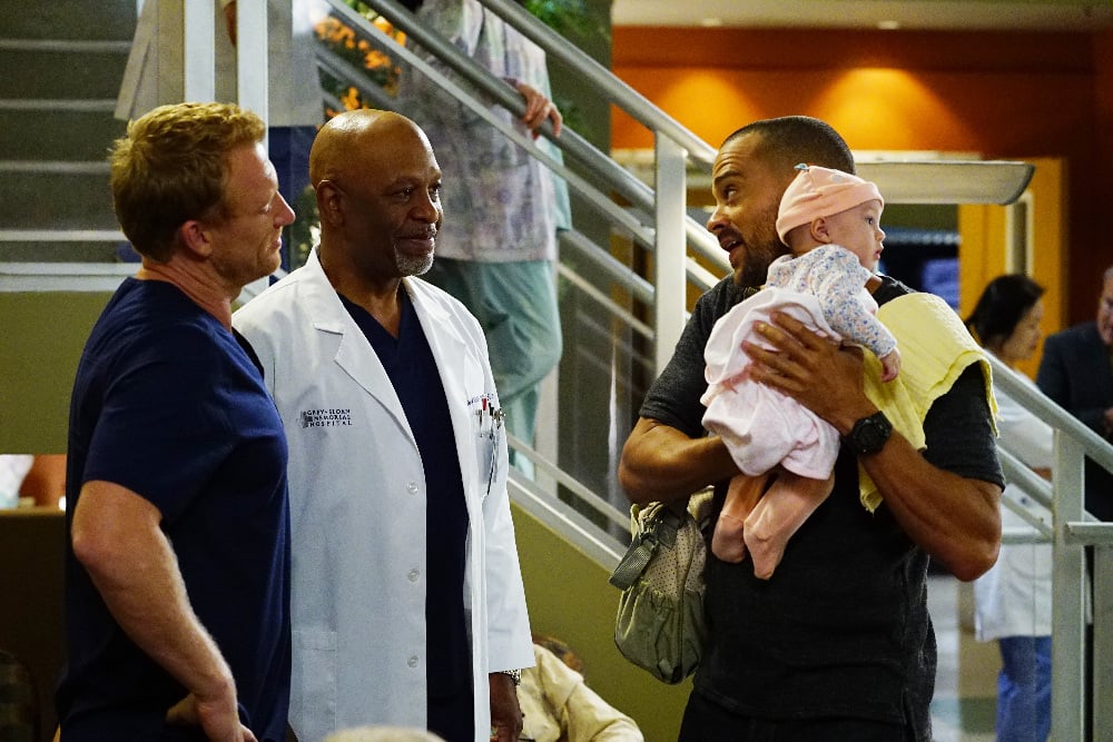 GREY Grey’s Anatomy Photo Preview: A Baby on the Way? (Season 13 Episode 5) - Part 2'S ANATOMY - "Both Sides Now" - Meredith and Bailey are at odds when both of their patients need a liver transplant, Owen seeks help from the other doctors when he is charged with babysitting baby Harriet for the day, and Amelia struggles with telling Owen some important news, on "Grey's Anatomy," THURSDAY, OCTOBER 20 (8:00-9:00 p.m. EDT), on the ABC Television Network. (ABC/Richard Cartwright)