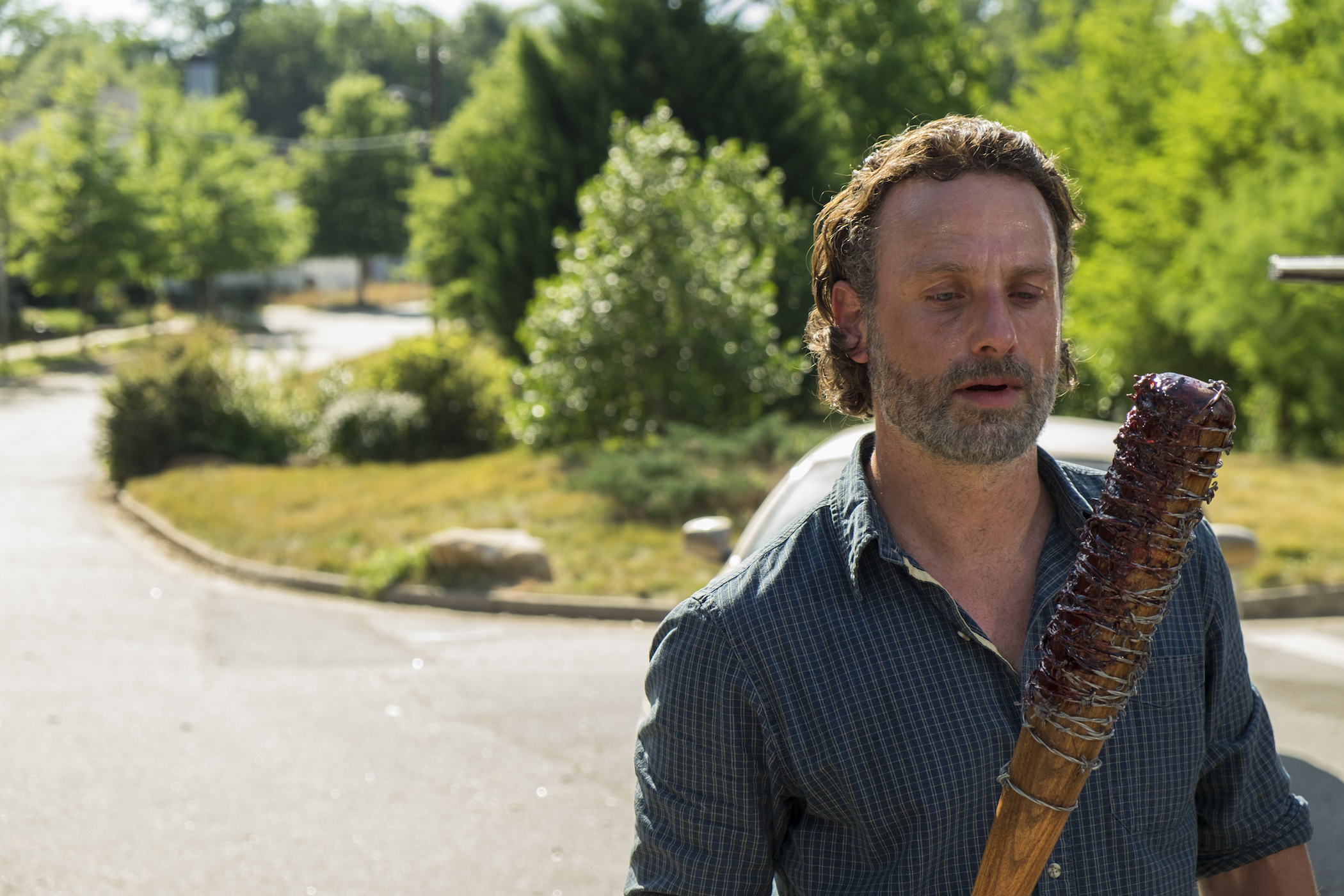 Andrew Lincoln as Rick Grimes - The Walking Dead _ Season 7, Episode 4 - Photo Credit: Gene Page/AMC Tell Tale TV’s Top Moments From Nov 13–19: Arrow, Grey’s Anatomy, New Girl, and More