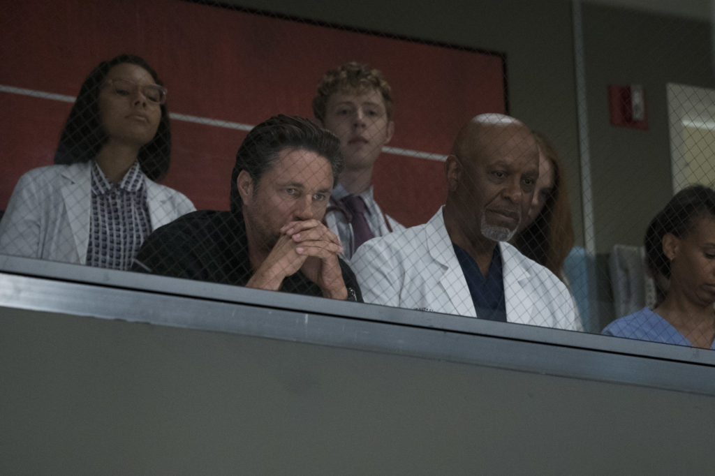 GREY Grey’s Anatomy Photo Preview: What Happens Now? - Part 2 GREY'S ANATOMY - "Break Down the House" - Meredith and the team are focused on helping Owen's sister after her shocking return, and Amelia faces a conflict over a patient. Meanwhile, Bailey is forced to give Grey Sloan a facelift after the fire, and the doctors are introduced to a few new faces that spice things up around the hospital, on "Grey's Anatomy," THURSDAY, SEPTEMBER 28 (8:00-9:00 p.m. EDT), on The ABC Television Network. (ABC/Richard Cartwright)'S ANATOMY - "Break Down the House" - Meredith and the team are focused on helping Owen's sister after her shocking return, and Amelia faces a conflict over a patient. Meanwhile, Bailey is forced to give Grey Sloan a facelift after the fire, and the doctors are introduced to a few new faces that spice things up around the hospital, on "Grey's Anatomy," THURSDAY, SEPTEMBER 28 (8:00-9:00 p.m. EDT), on The ABC Television Network. (ABC/Richard Cartwright)