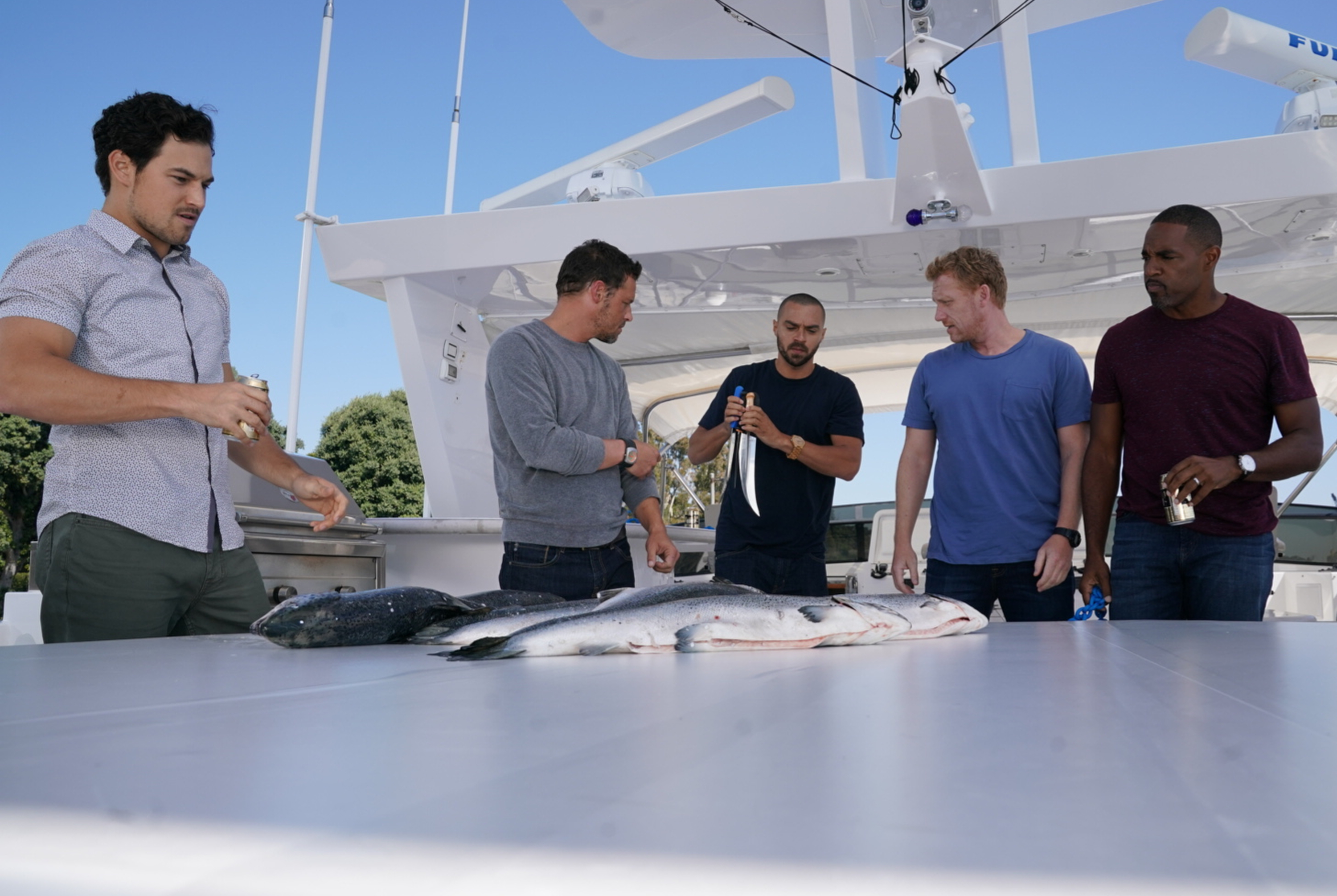 Grey Preview — Grey’s Anatomy Season 14 Episode 6: Come on Down to My Boat, Baby - Part 2's Anatomy Season 14 Episode 6 - "Come on Down to My Boat, Baby" GIACOMO GIANNIOTTI, JUSTIN CHAMBERS, JESSE WILLIAMS, KEVIN MCKIDD, JASON GEORGE