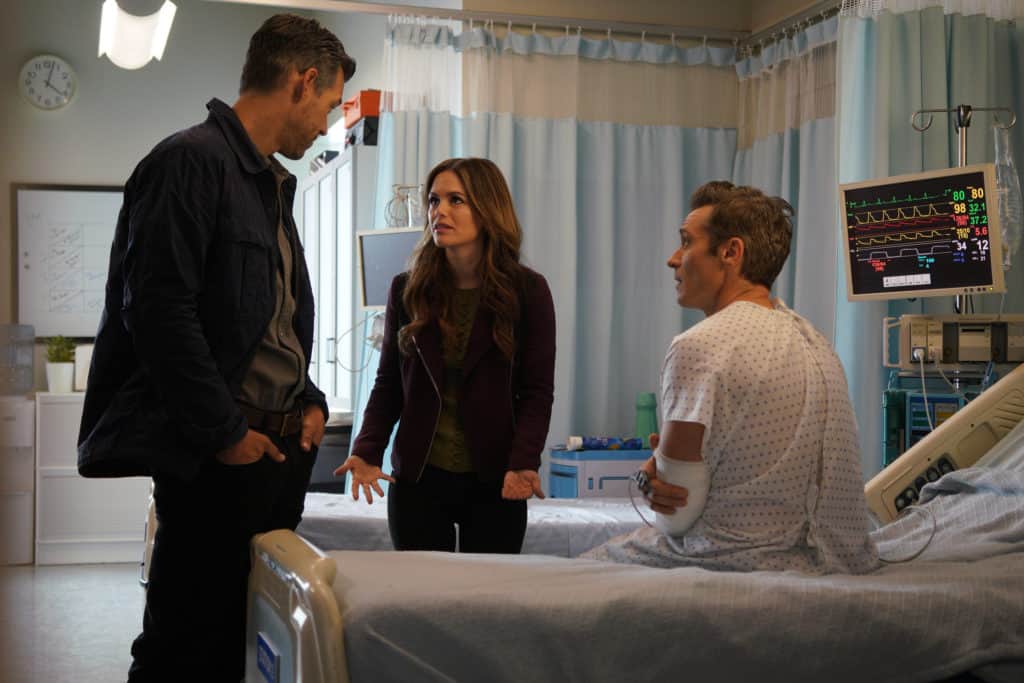 EDDIE CIBRIAN, RACHEL BILSON, SEAMUS DEVER Preview — Take Two Season 1 Episode 5: Death Becomes Him TAKE TWO - "Death Becomes Him" - A terminally ill man hires Eddie and Sam to protect him from the very hitman he hired to make his death look like an accident. When he discovers he was misdiagnosed and is going to live, he fears for his life. Together, Eddie and Sam must keep him safe and in hiding long enough to find and stop his hired killer but soon learn that the hitman isn't the only one after him, on "Take Two," THURSDAY, JULY 19 (8:00-9:00 p.m. EDT), on The ABC Television Network. (ABC/David Bukach)
EDDIE CIBRIAN, RACHEL BILSON, SEAMUS DEVER