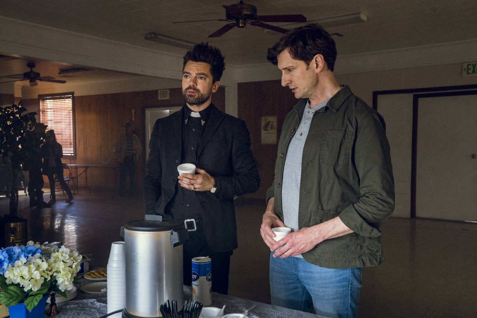 Preacher - Season 3, Episode 3 "Gonna Hurt" Preview — Preacher Season 3 Episode 3: Gonna Hurt - Part 2 Dominic Cooper as Jesse Custer, Anthony Marble as Glue Guy - Preacher _ Season 3, Episode 3 - Photo Credit: Alfonso Bresciani/AMC/Sony Pictures Television
