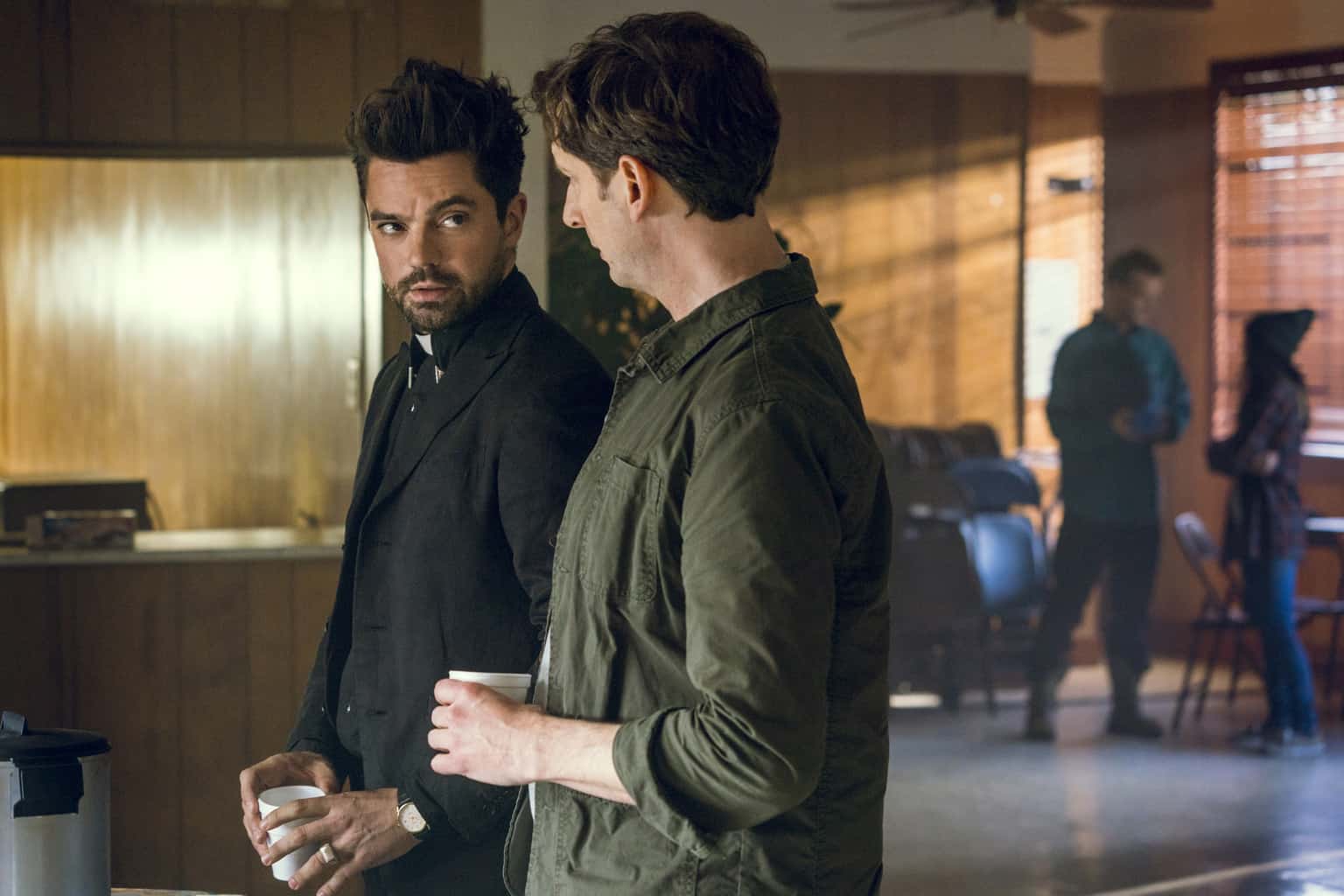 Preacher - Season 3, Episode 3 "Gonna Hurt" Preview — Preacher Season 3 Episode 3: Gonna Hurt - Part 2 Dominic Cooper as Jesse Custer, Anthony Marbel as Glue Guy - Preacher _ Season 3, Episode 3 - Photo Credit: Alfonso Bresciani/AMC/Sony Pictures Television