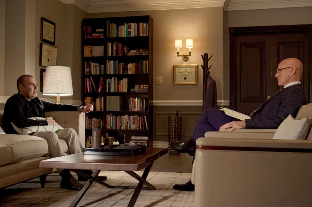 Suits Season 8 Episode 8 - Rick Hoffman as Louis Litt, Ray Proscia as Dr. Stan Lipschitz Preview — Suits Season 8 Episode 8: Coral Gables - Part 2 Suits Season 8 Episode 8 - Rick Hoffman as Louis Litt, Ray Proscia as Dr. Stan Lipschitz