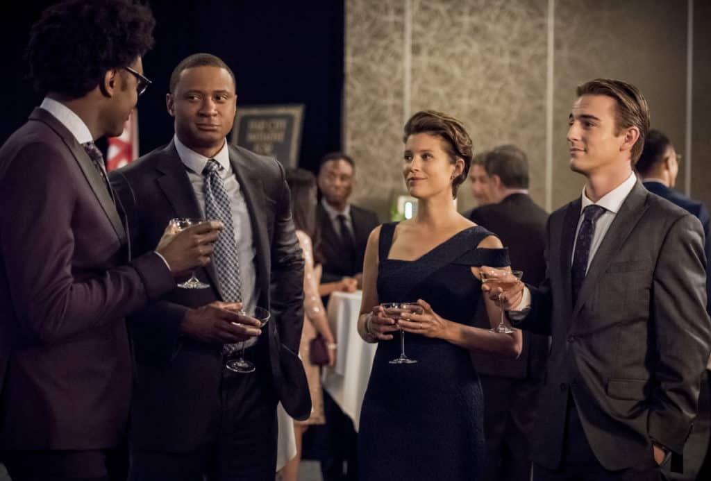 Arrow Season 7 Episode 8 - Unmasked Preview — Arrow Season 7 Episode 8: Unmasked - Part 2 Arrow -- "Unmasked" -- Image Number: AR708a_0013b -- Pictured (L-R): Echo Kellum as Curtis Holt, David Ramsey as John Diggle/Spartan, Audrey Marie Anderson as Lyla Michaels and Evan Roderick as Officer Anastas -- Photo: Dean Buscher/The CW -- ÃÂ© 2018 The CW Network, LLC. All Rights Reserved.