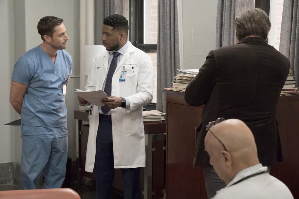 New Amsterdam Season 1 Episode 11 - Ryan Eggold as Dr. Max Goodwin, Jocko Sims as Dr. Floyd Reynolds Preview — New Amsterdam Season 1 Episode 11: A Seat at the Table - Part 2 New Amsterdam Season 1 Episode 11 - Ryan Eggold as Dr. Max Goodwin, Jocko Sims as Dr. Floyd Reynolds