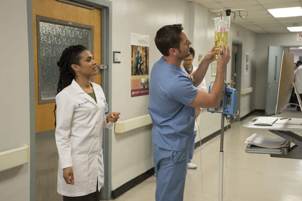 New Amsterdam Season 1 Episode 11 - Freema Agyeman as Dr. Helen Sharpe, Ryan Eggold as Dr. Max Goodwin Preview — New Amsterdam Season 1 Episode 11: A Seat at the Table - Part 2 New Amsterdam Season 1 Episode 11 - Freema Agyeman as Dr. Helen Sharpe, Ryan Eggold as Dr. Max Goodwin